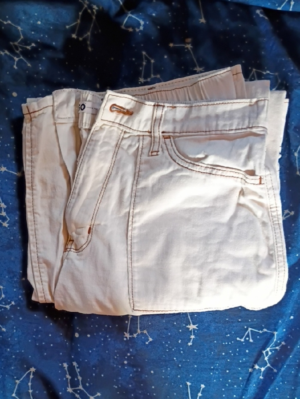 SONOMA High Rise Cargo Wide Leg Pants - Cream/Off-White - Size M